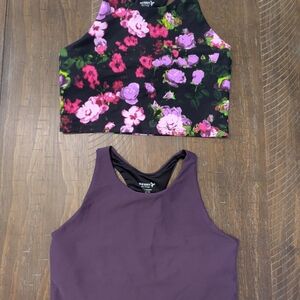 Old Navy Longline Girls 10/12 Floral and Purple Sports Bra